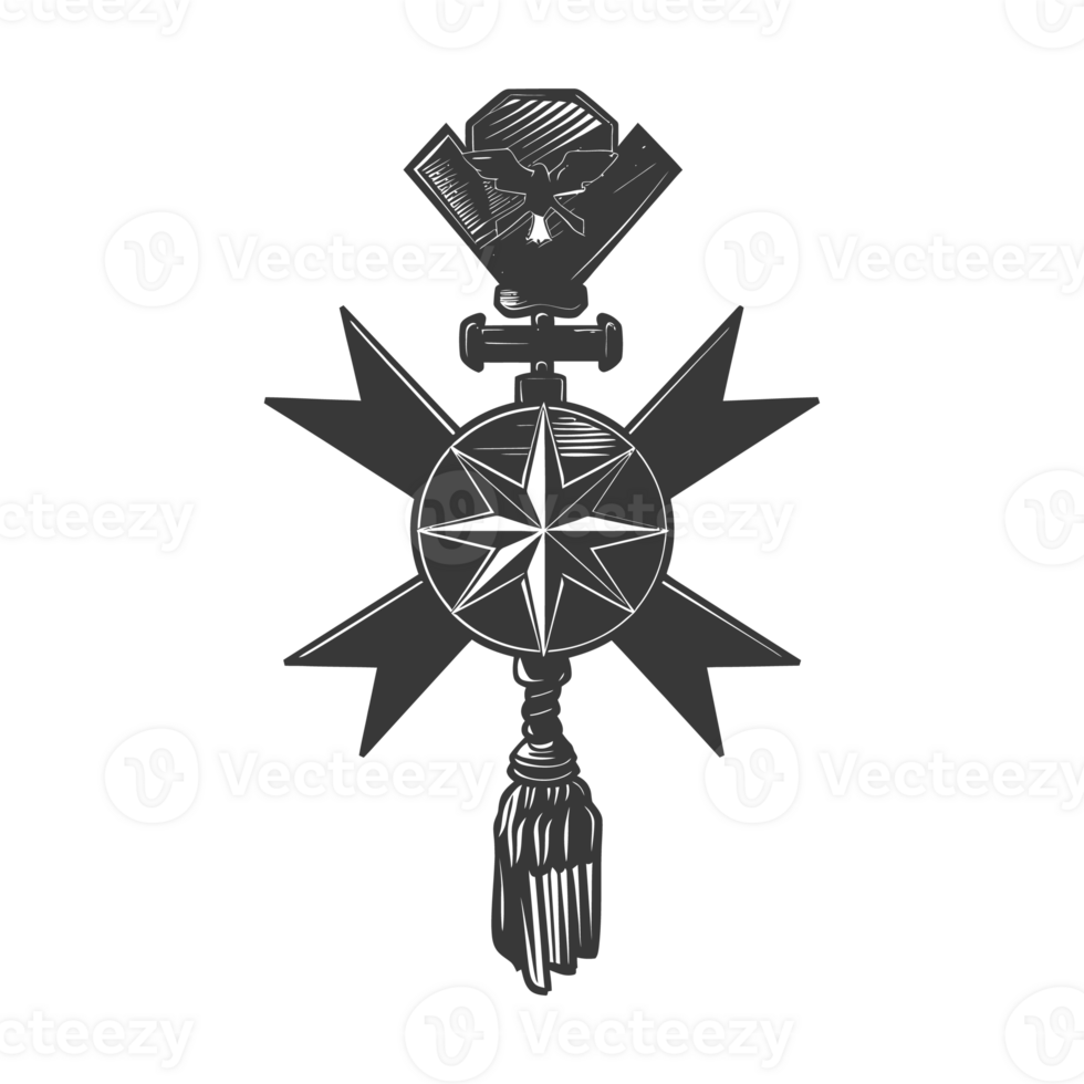 AI generated Silhouette war medal of honor black color only png