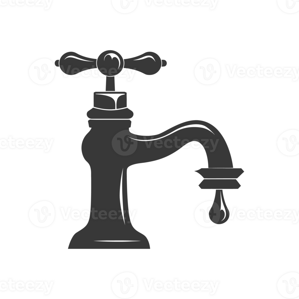 AI generated Silhouette water faucet black color only png