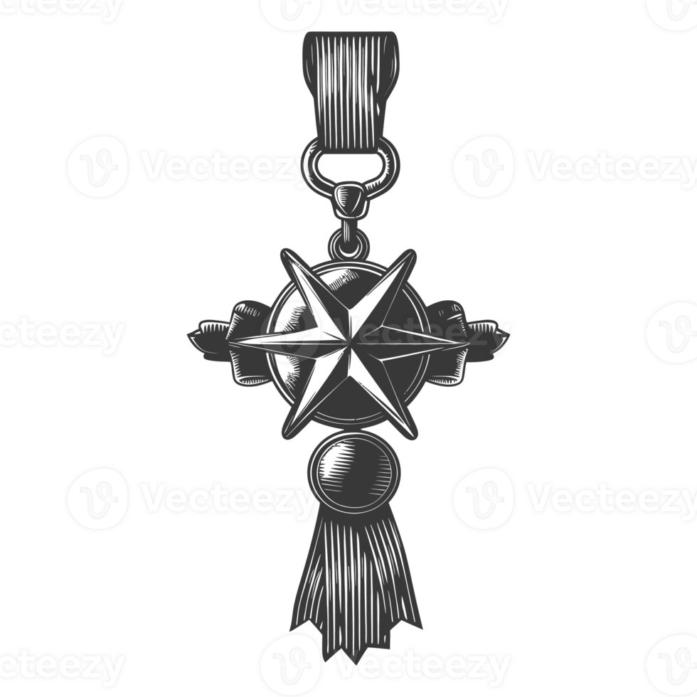 AI generated Silhouette war medal of honor black color only png