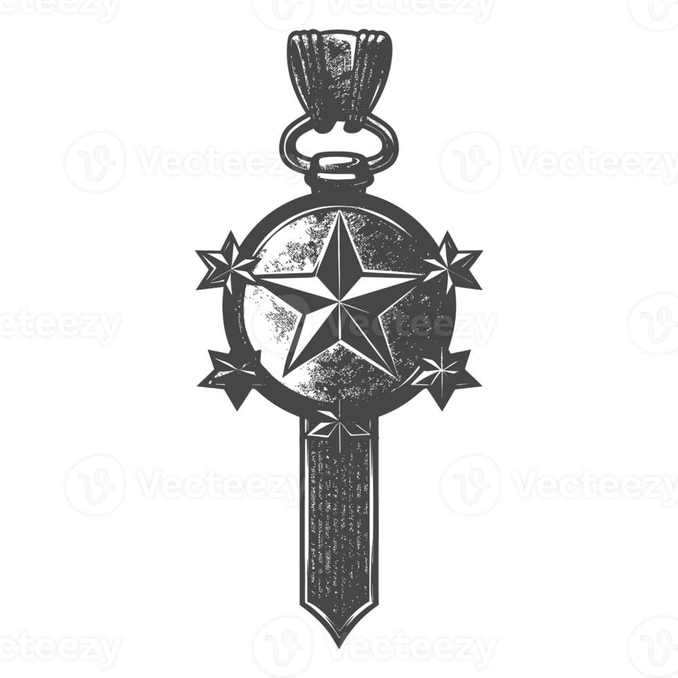 AI generated Silhouette war medal of honor black color only png