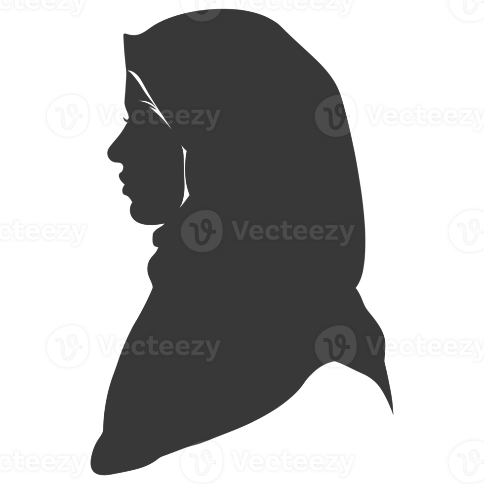 AI generated Silhouette women head wearing hijab black color only png