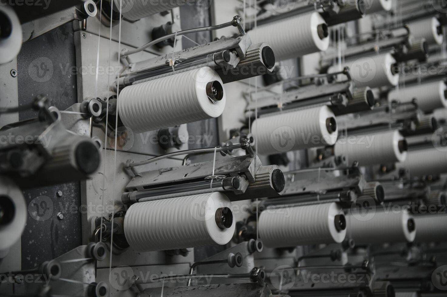 Production of polypropylene yarn for making bags. photo