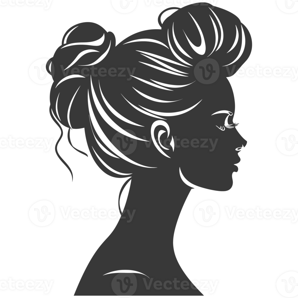 AI generated Silhouette women head thick black color only png