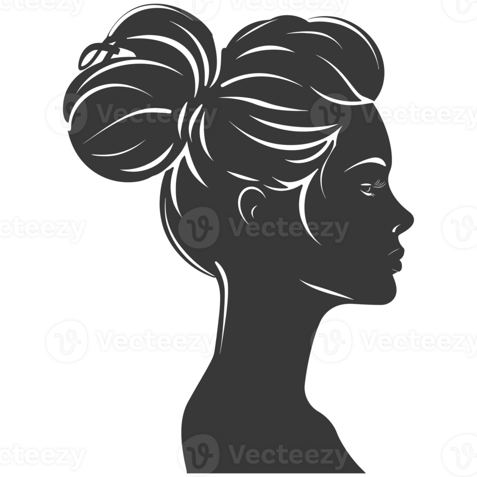 AI generated Silhouette women head thick black color only png