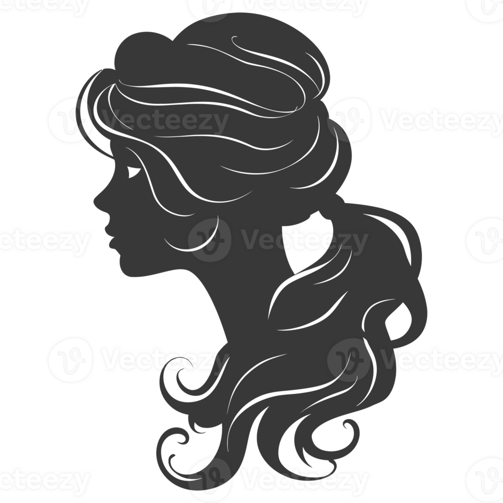 AI generated Silhouette women head thick black color only png