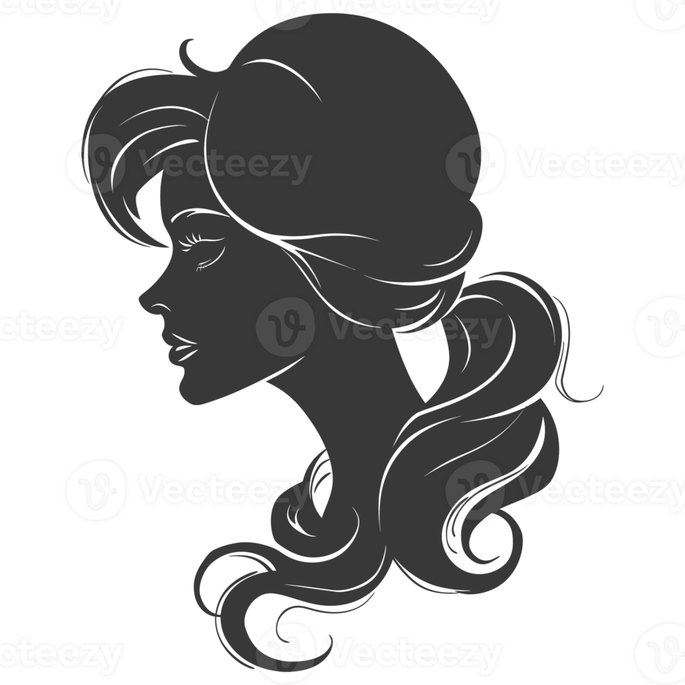 AI generated Silhouette women head thick black color only png