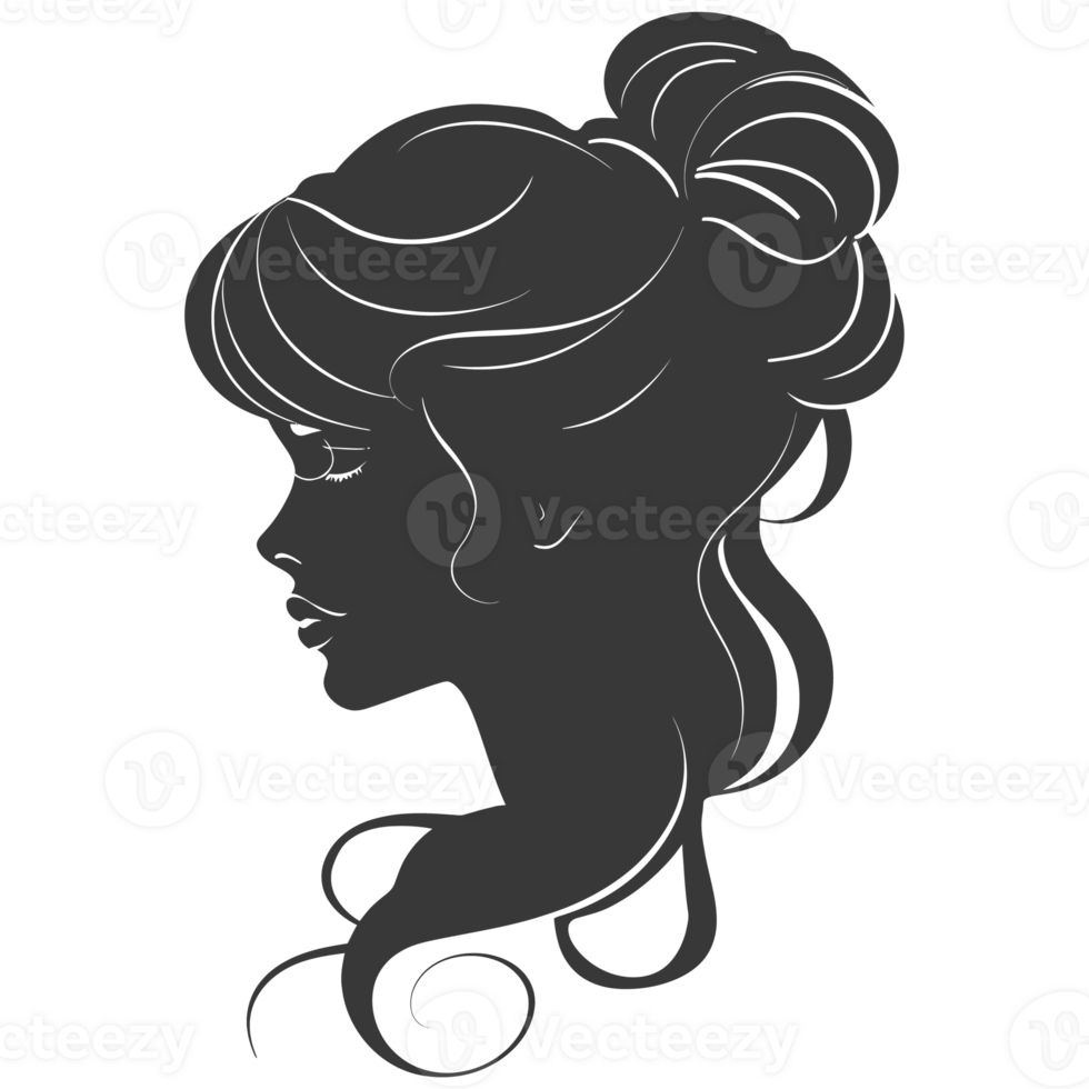 AI generated Silhouette women head thick black color only png