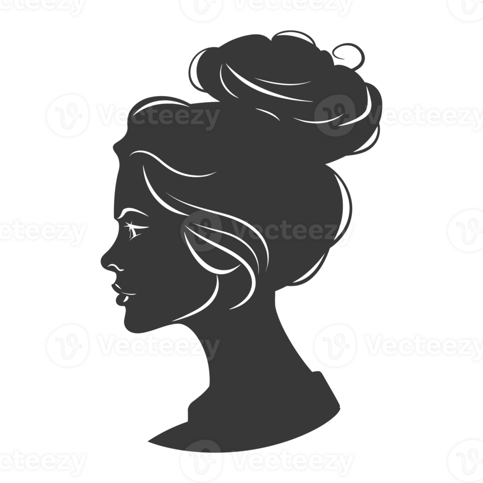 AI generated Silhouette women head thick black color only png