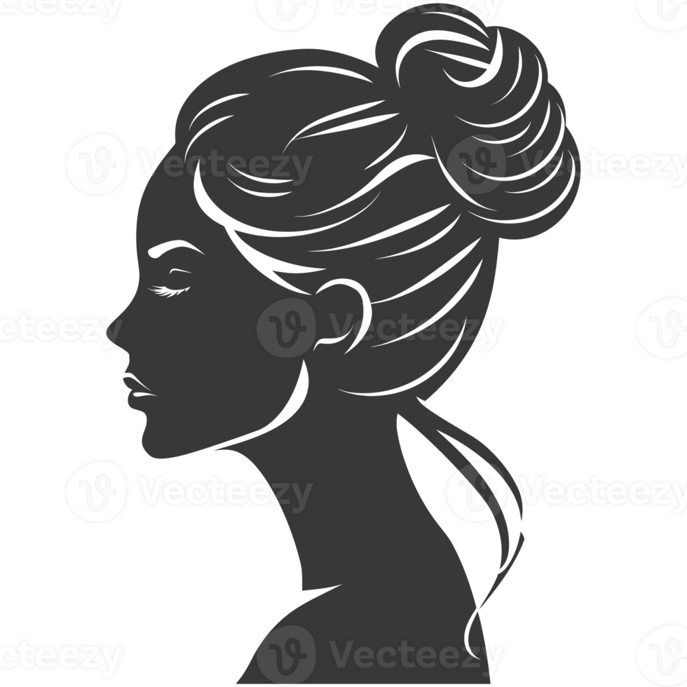 AI generated Silhouette women head thick black color only png