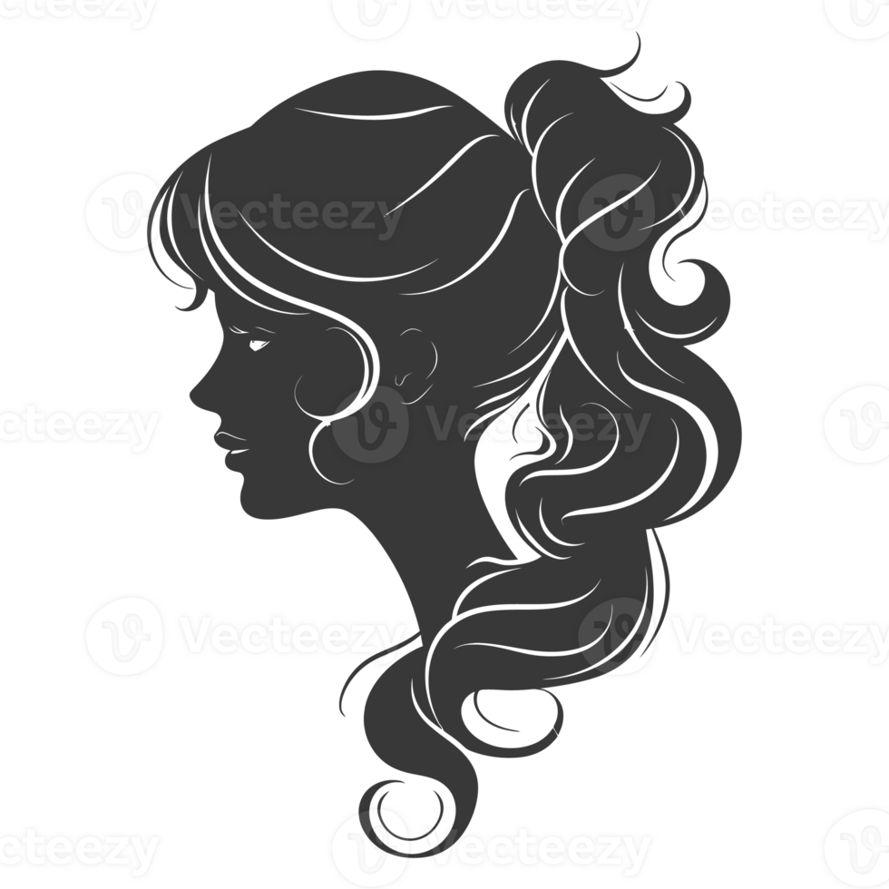 AI generated Silhouette women head thick black color only png