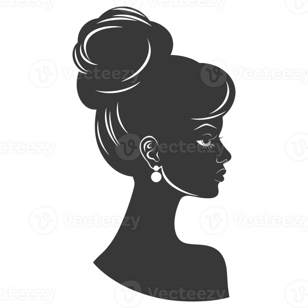 AI generated Silhouette women head thick black color only png