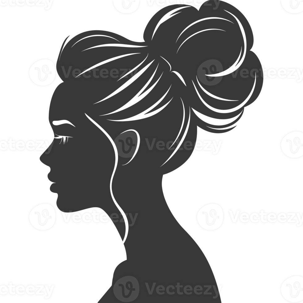 AI generated Silhouette women head thick black color only png