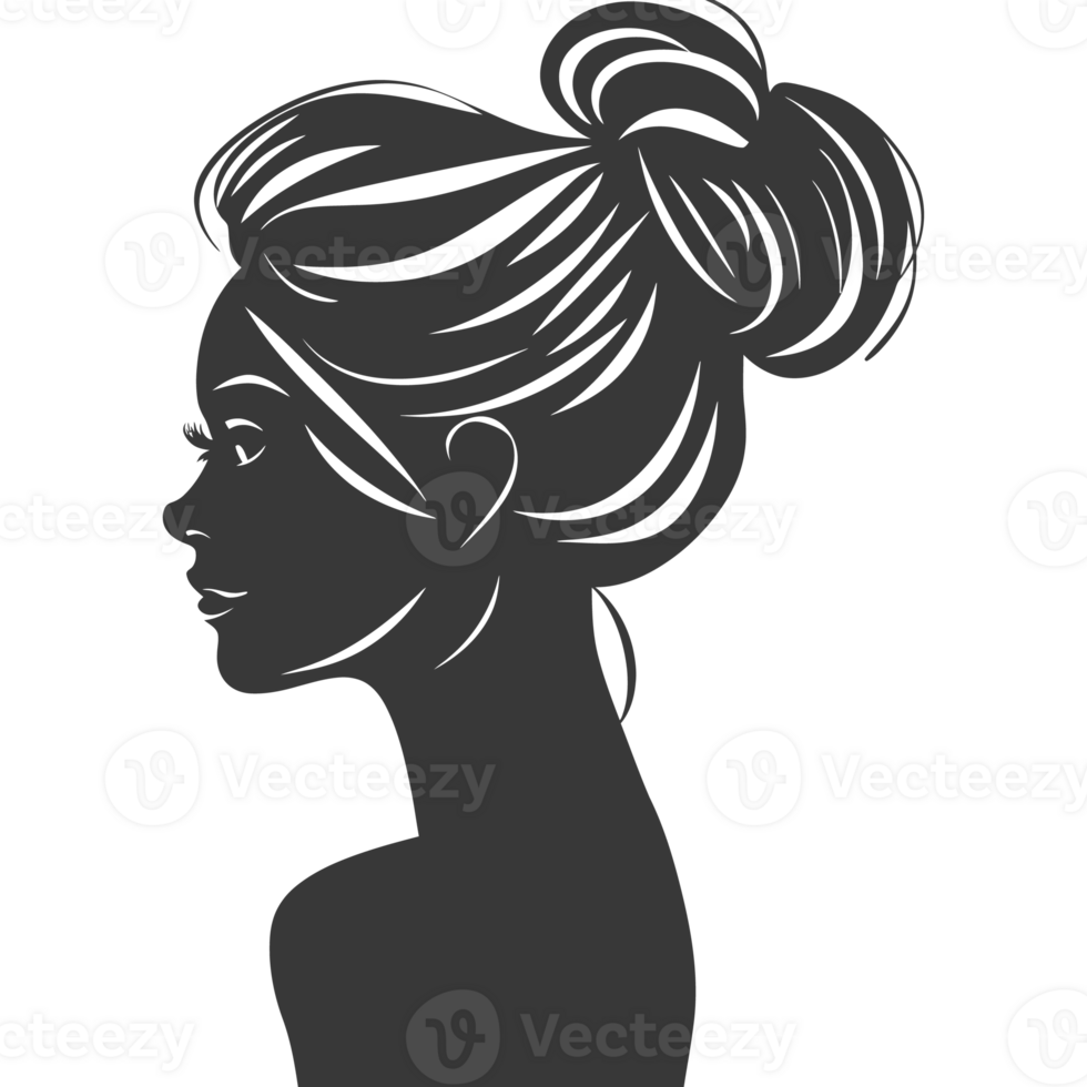 AI generated Silhouette women head thick black color only png