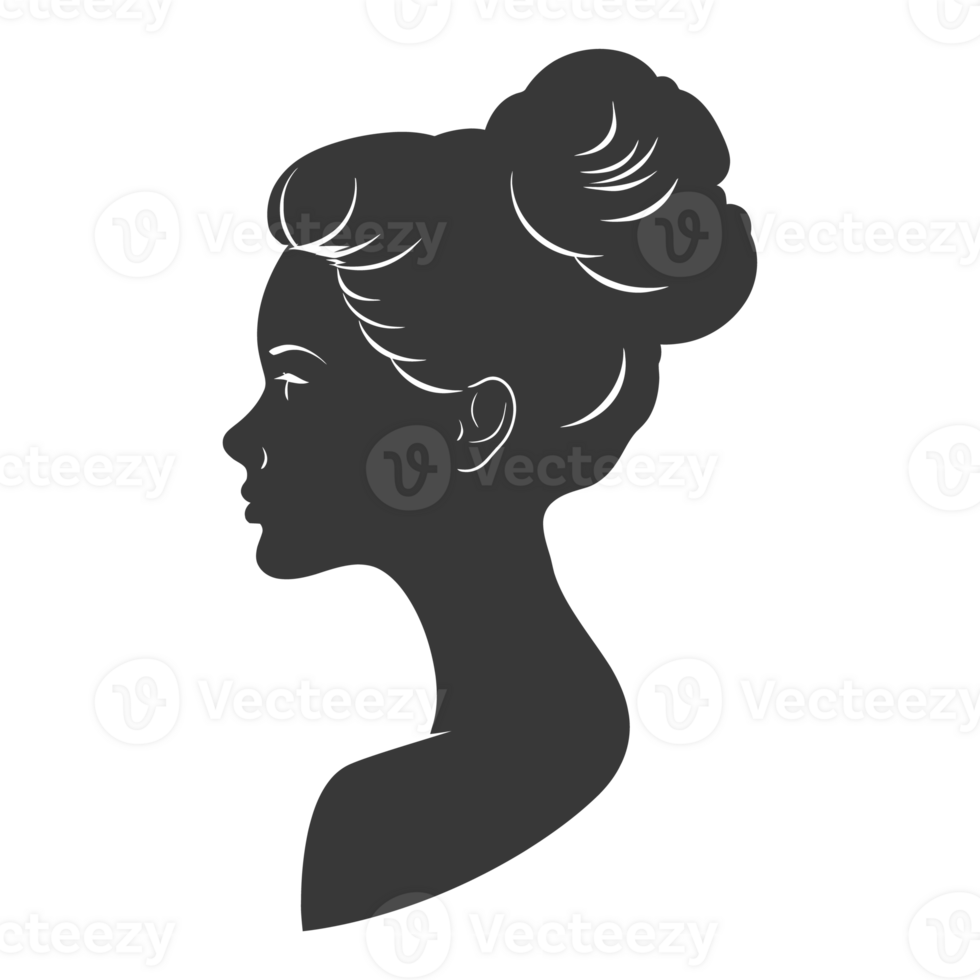 AI generated Silhouette women head thick black color only png