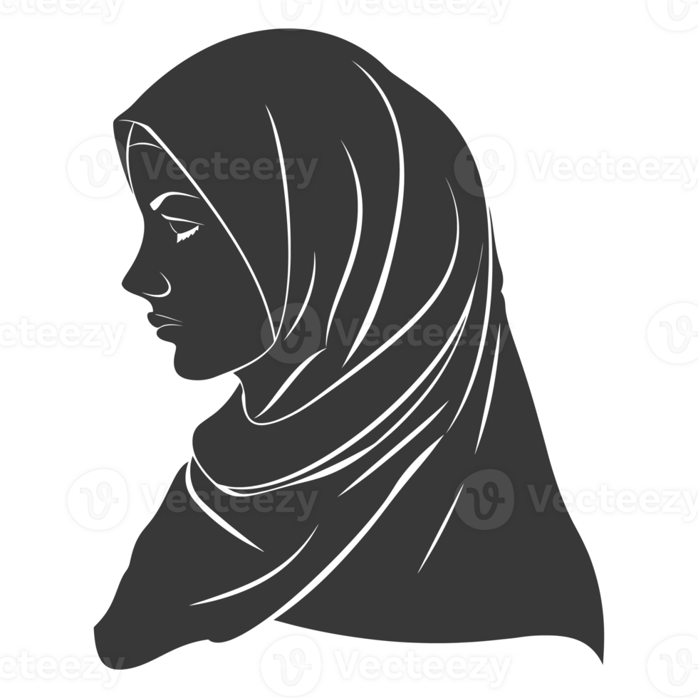 ai gerado silhueta mulheres cabeça vestindo hijab Preto cor só png
