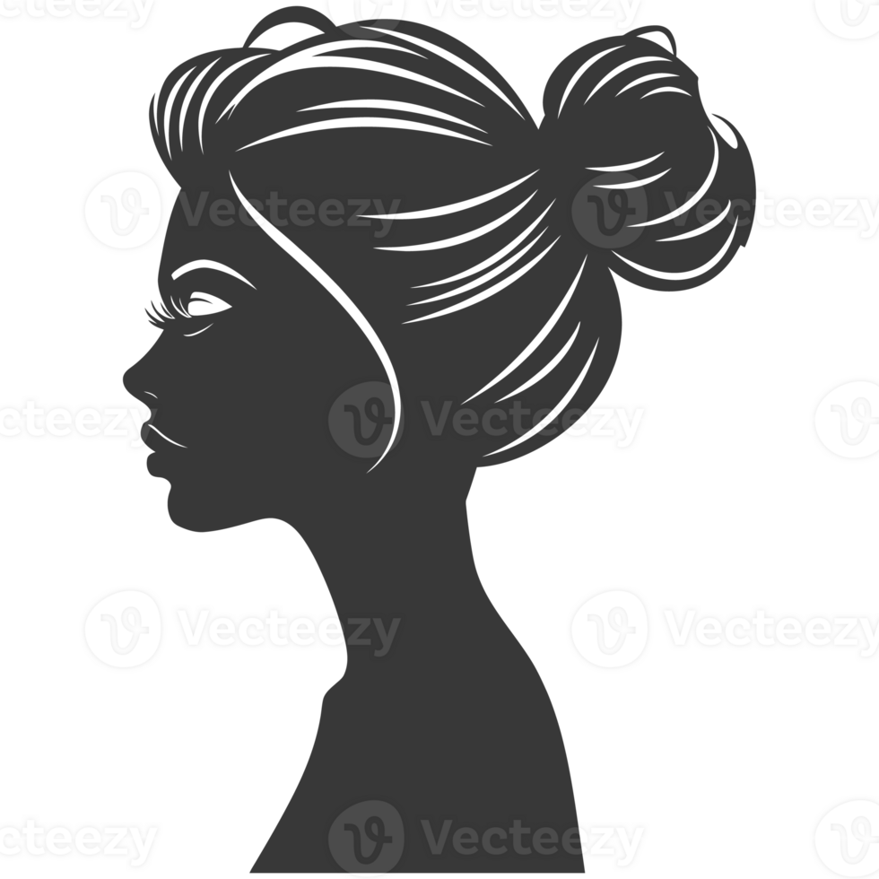 AI generated Silhouette women head thick black color only png