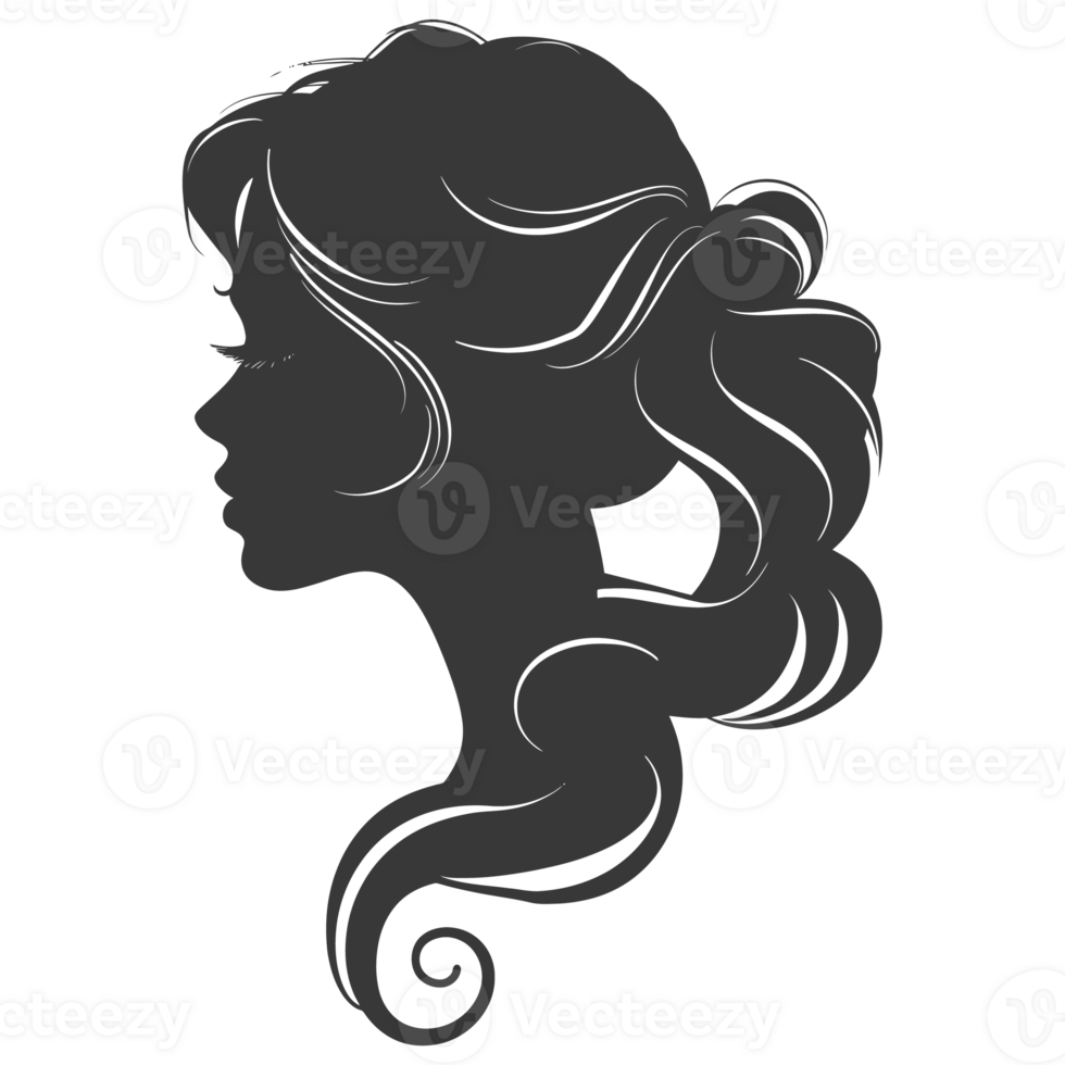 ai gegenereerd silhouet Dames hoofd dik zwart kleur enkel en alleen png
