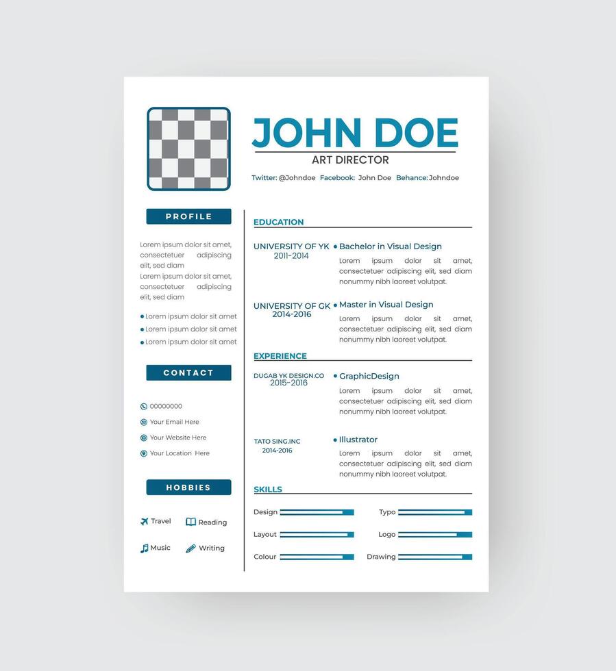 Professional Resume Template Vector Design