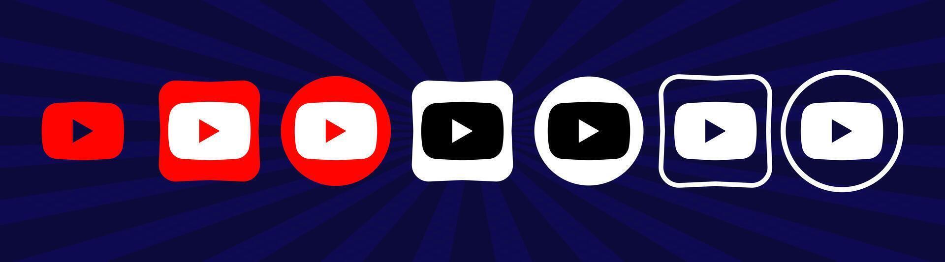 colección de diferente Youtube iconos social medios de comunicación logo. línea Arte y plano estilo aislado en blanco antecedentes. vector línea icono para negocio y publicidad