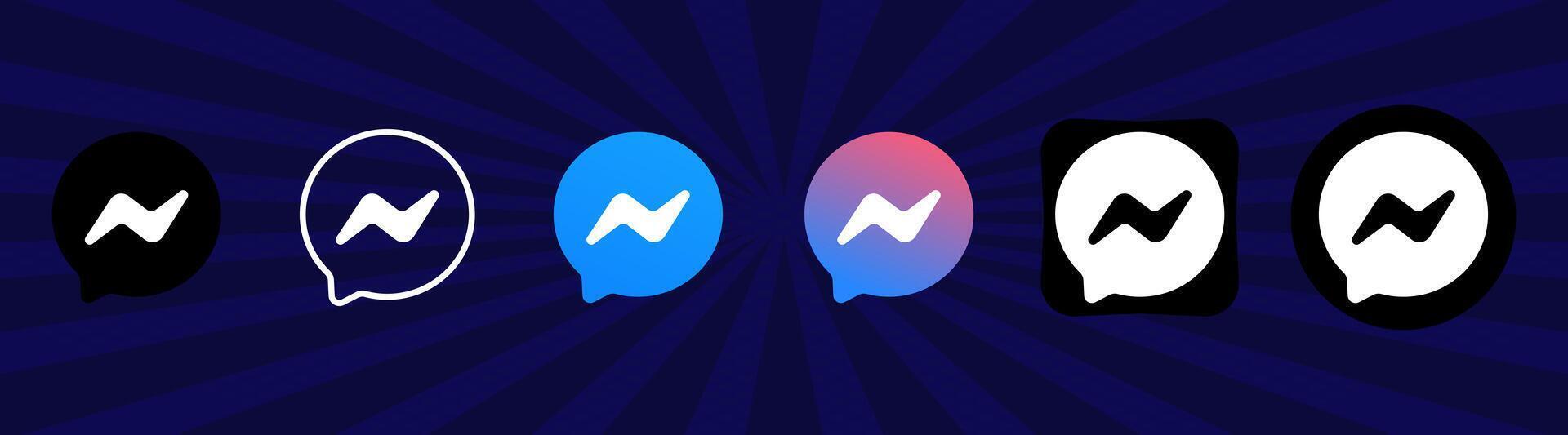 Collection of Messenger icons. Social media logo. Line art and flat style isolated on white background. Vector line icon for business and advertising