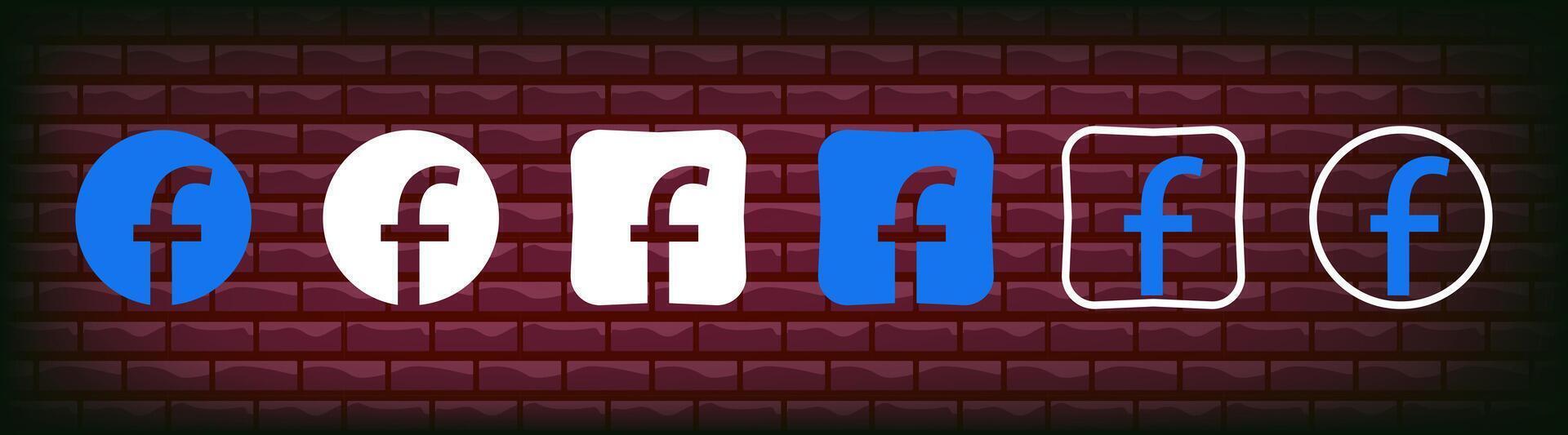 colección de Facebook iconos social medios de comunicación logo. línea Arte y plano estilo aislado en blanco antecedentes. vector línea icono para negocio y publicidad