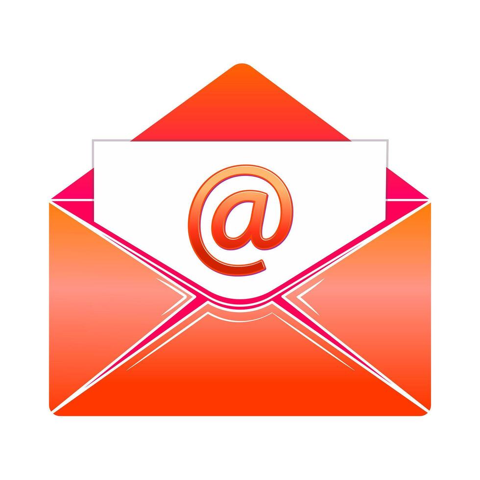 Red Envelope icon. Vintage style. Mail icon vector for web, computer and mobile app. Message, mail symbol, logo illustration. 3d AT symbol. Email. Vector illustration.