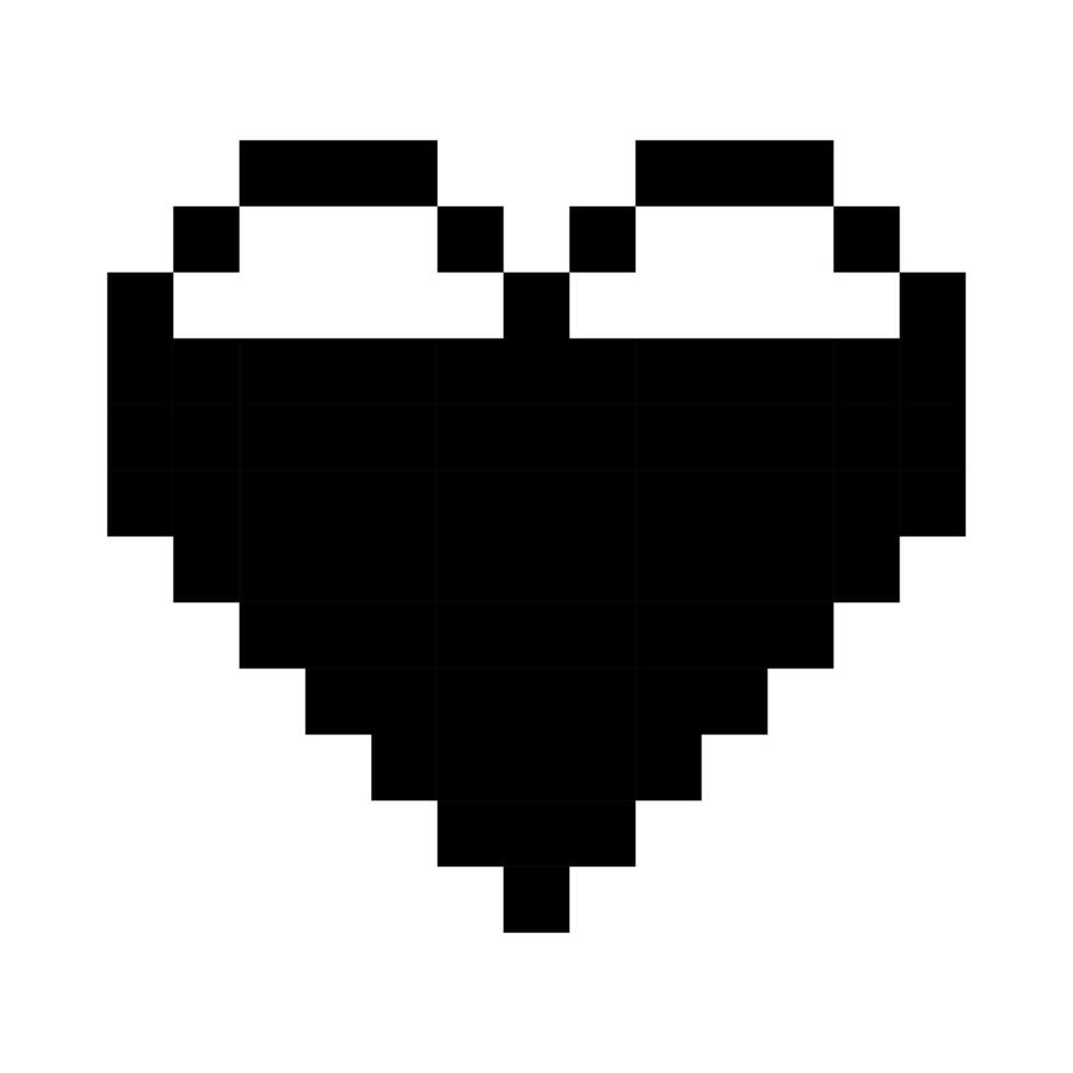 casi lleno negro corazón línea icono. emojis, San Valentín día, relaciones, amar, vida, salud, juego, tratamiento, aplicaciones, píxel estilo. multicolor icono en blanco antecedentes vector