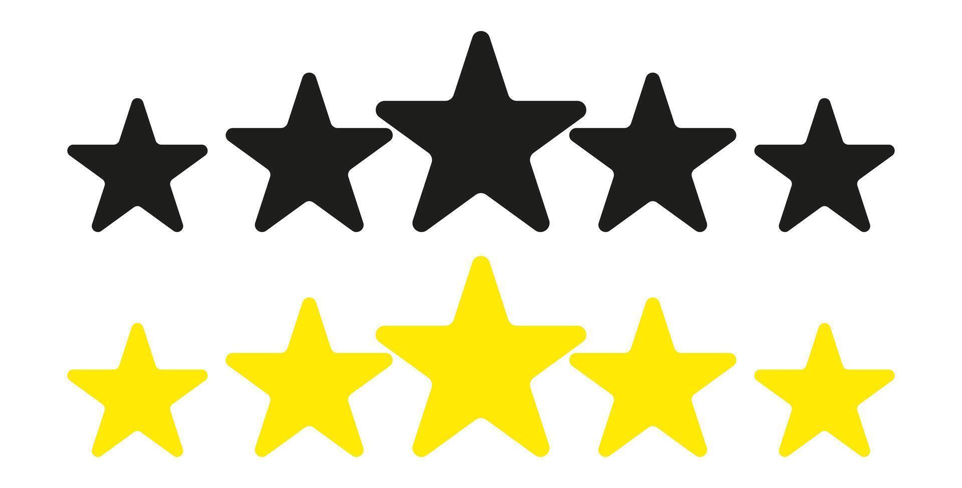Star rating system for evaluating and reviewing products, services, or experiences. Star rating, evaluation, review, rating system, stars, feedback. vector