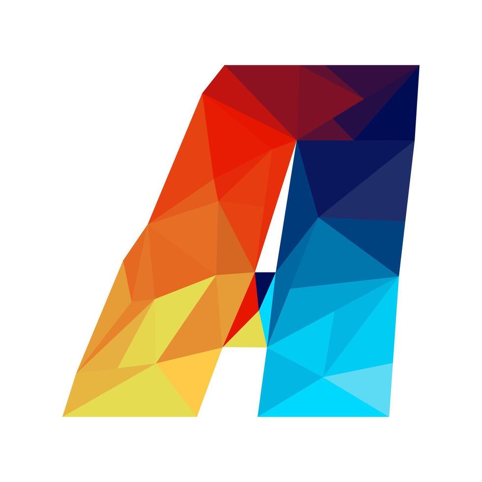 Polygonal letter A logo. Mosaic of alphabet. Triangles, Letter from geometric shapes. vector