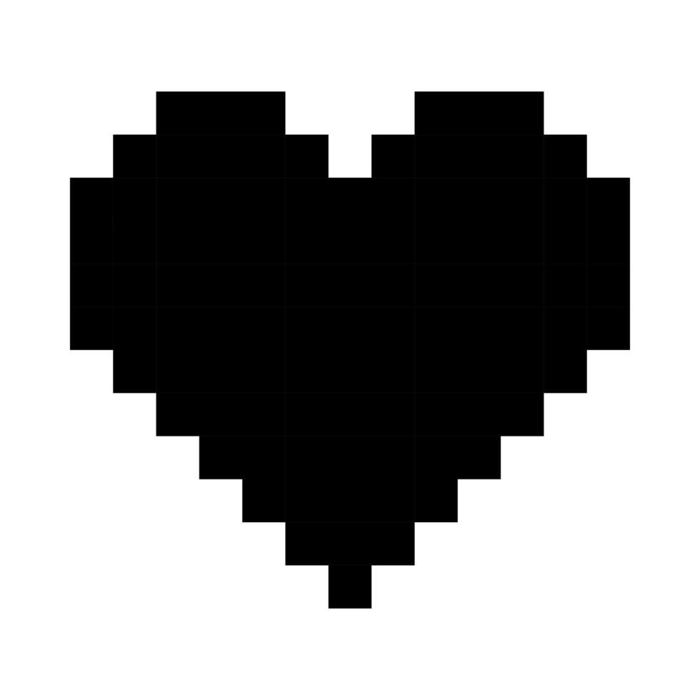 lleno negro corazón línea icono. emojis, San Valentín día, relaciones, amar, vida, salud, juego, tratamiento, aplicaciones, píxel estilo. multicolor icono en blanco antecedentes vector