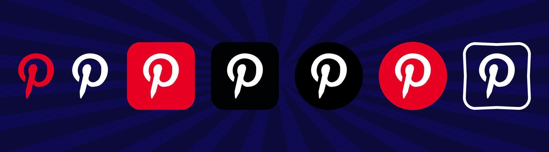 colección de diferente pinterest iconos social medios de comunicación logo. línea Arte y plano estilo aislado en blanco antecedentes. vector línea icono para negocio y publicidad