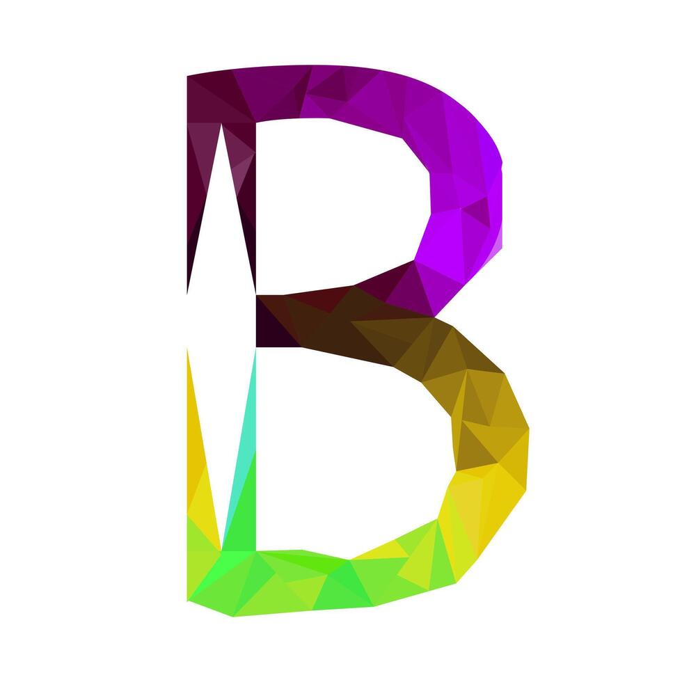 Polygonal letter B logo. Mosaic of alphabet. Triangles, Letter from geometric shapes. vector