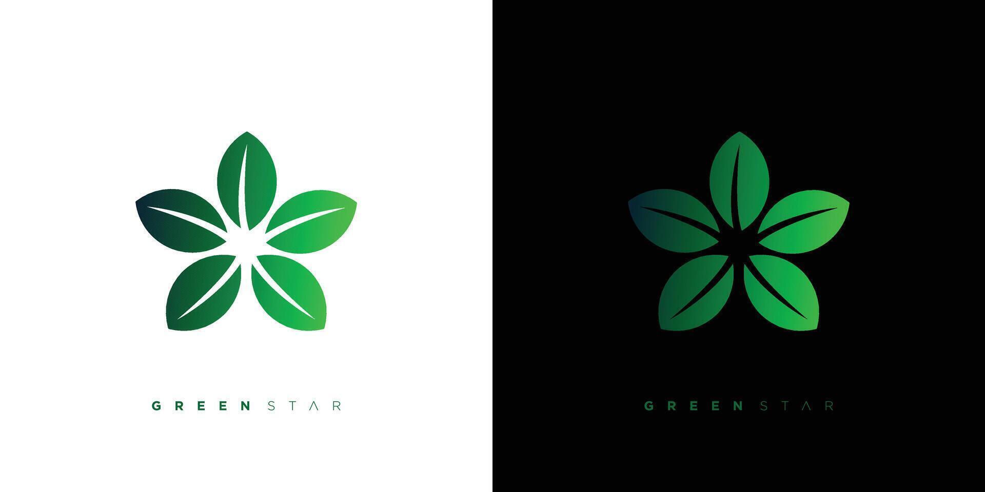 Unique and elegant green star logo design vector