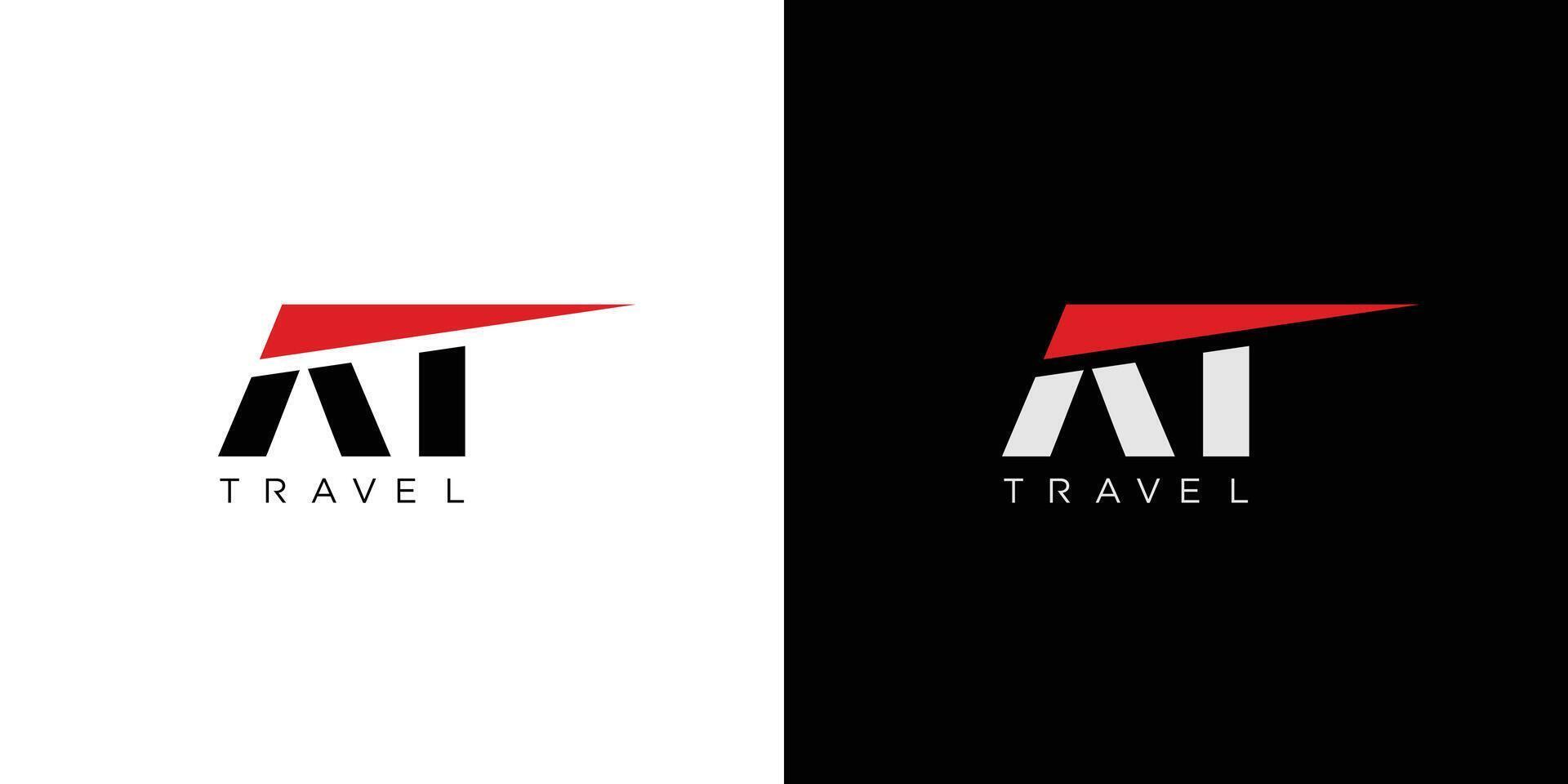Unique and modern AT travel logo design vector