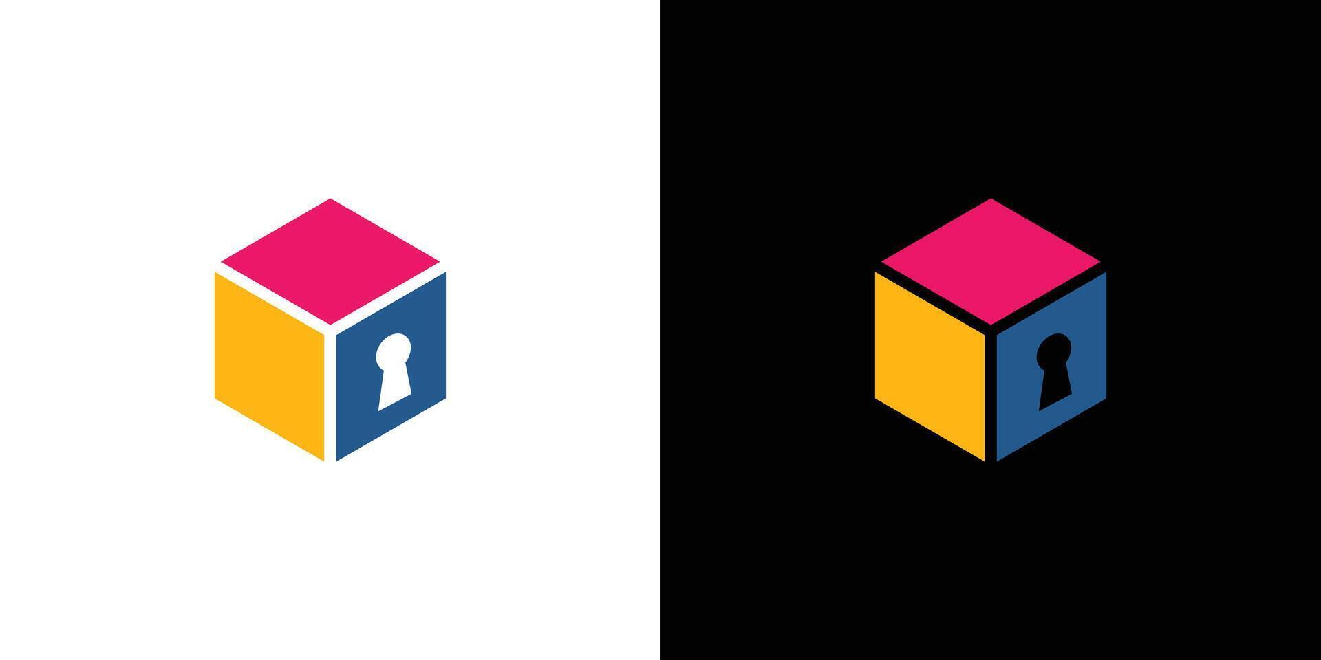 Smple and colorful  Key box logo design vector