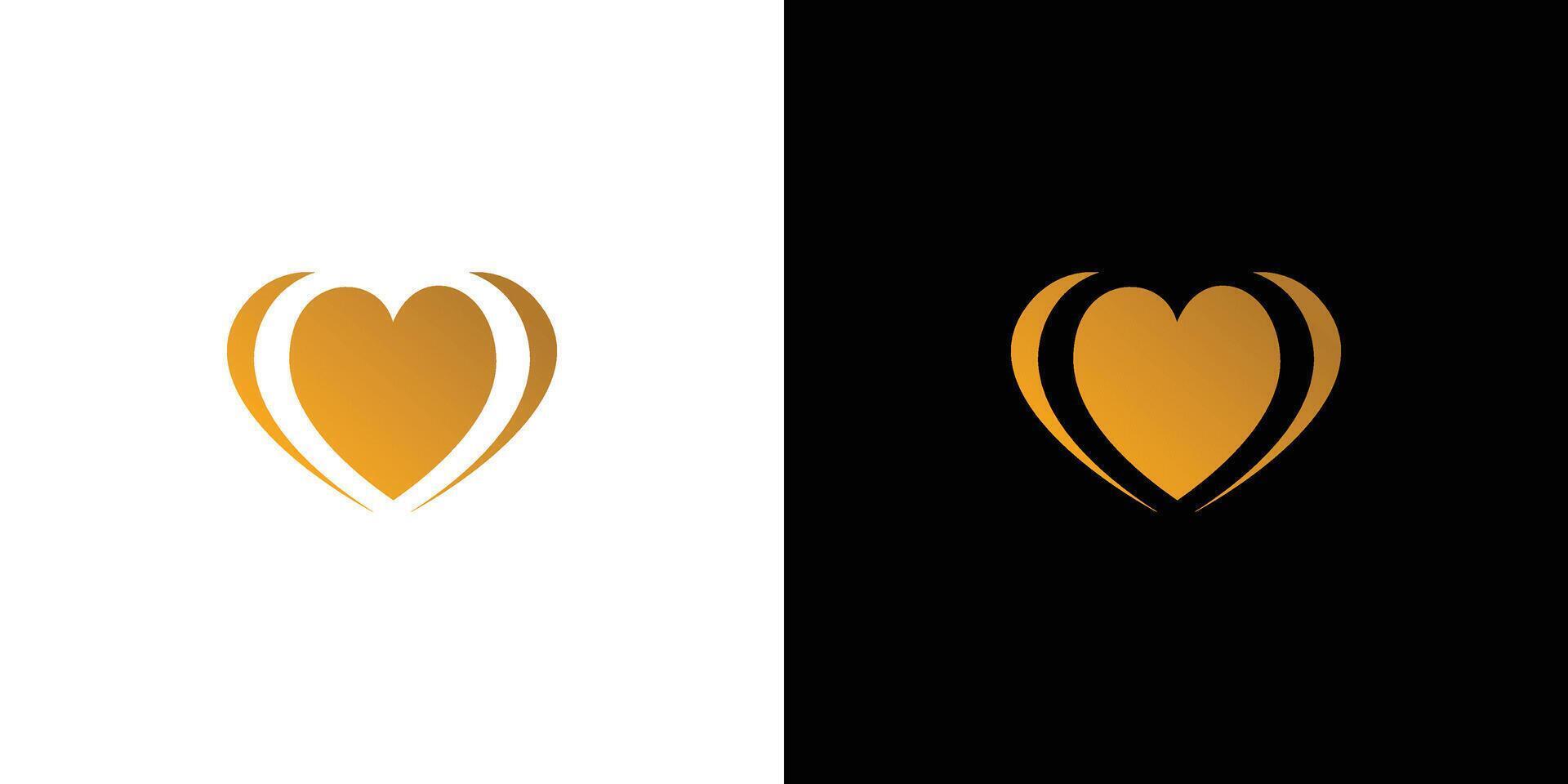 único y lujo corazón logo diseño vector
