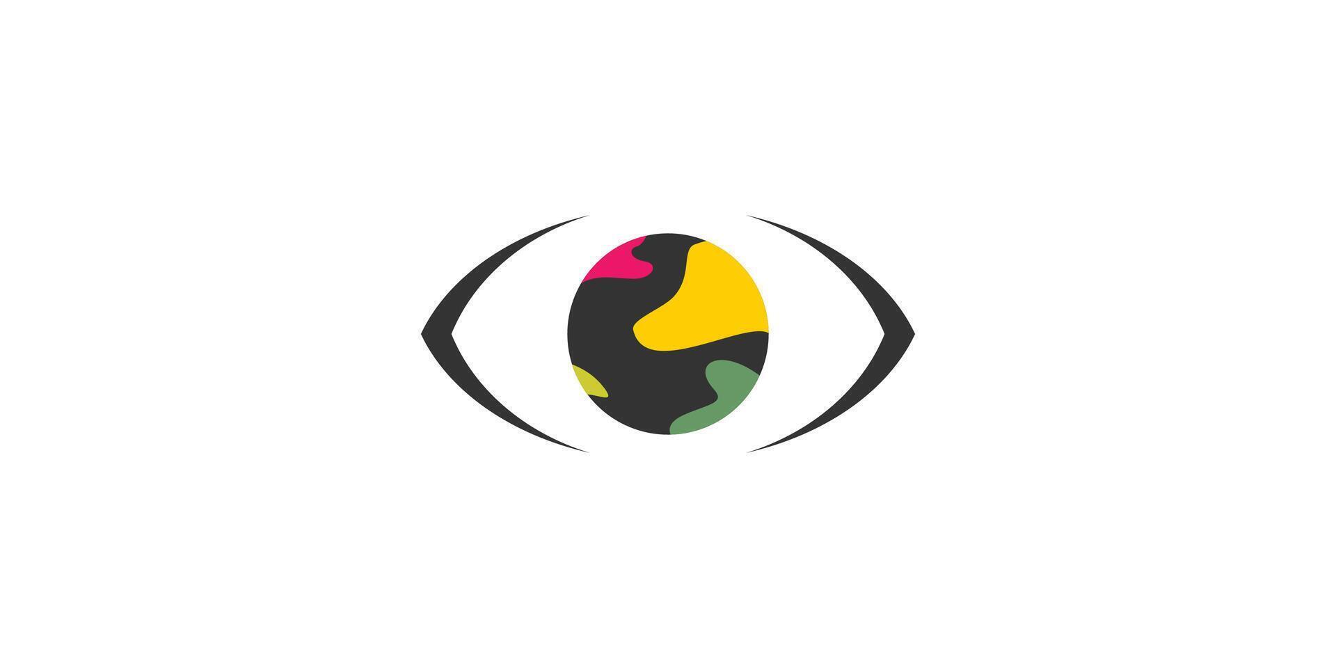 único y moderno el ojo de el mundo logo diseño vector