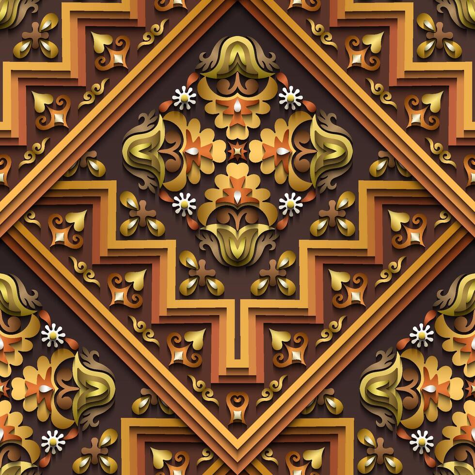 Vector abstract decorative ethnic ornamental seamless pattern