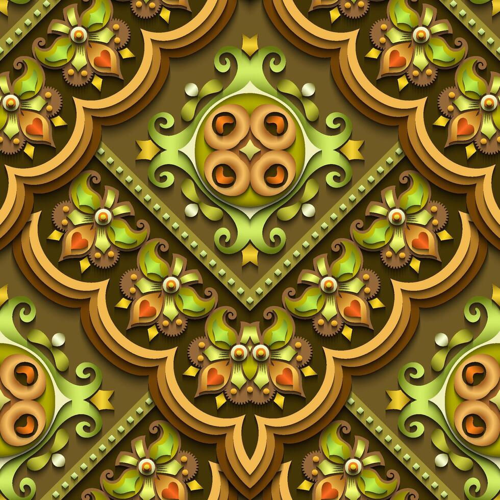 Vector abstract decorative ethnic ornamental seamless pattern