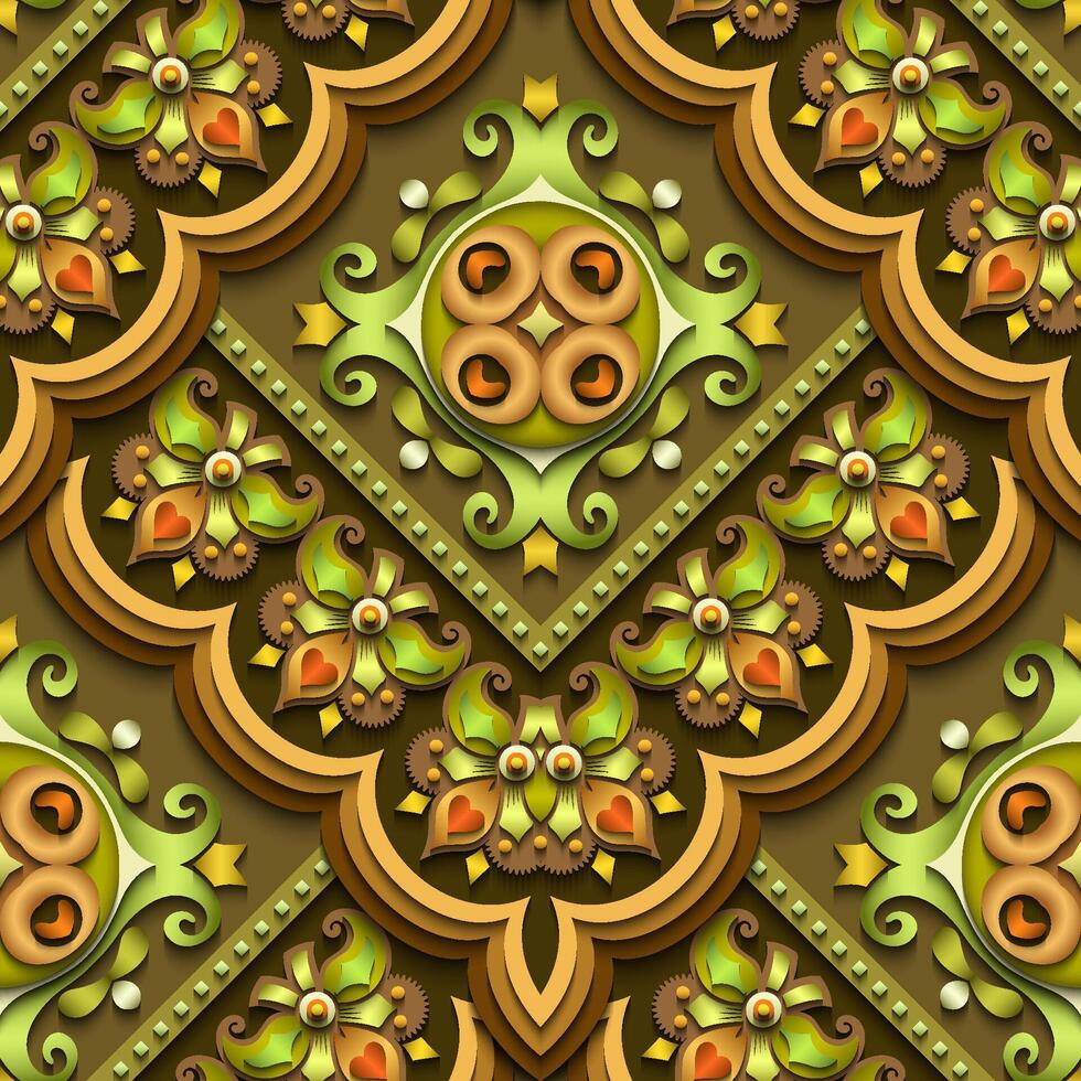 Vector abstract decorative ethnic ornamental seamless pattern