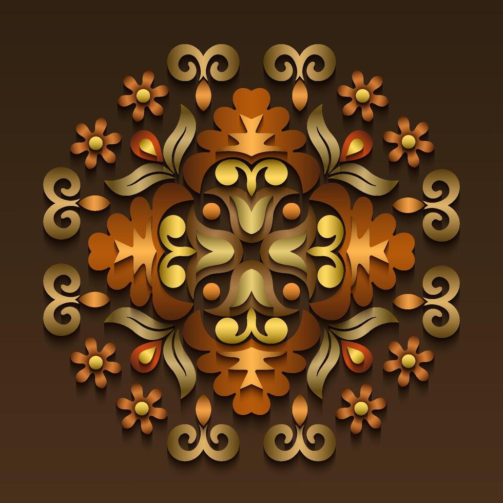 Abstract vector ornamental nature vintage papercut floral lace element.