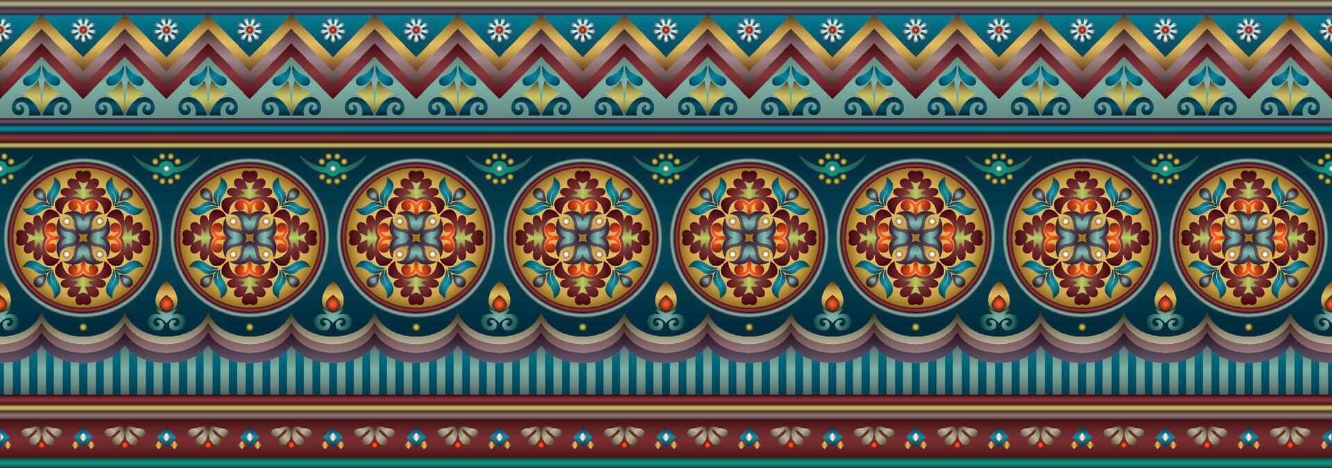 Vector abstract decorative ethnic ornamental illustration. Colorful stripe background