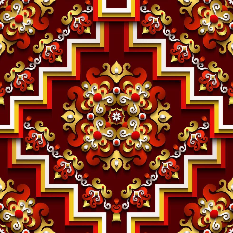 Vector abstract decorative ethnic ornamental seamless pattern