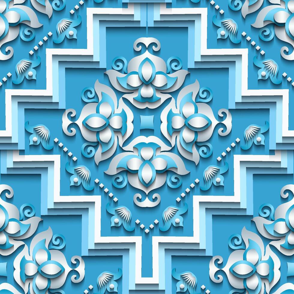 Vector abstract decorative ethnic ornamental seamless pattern