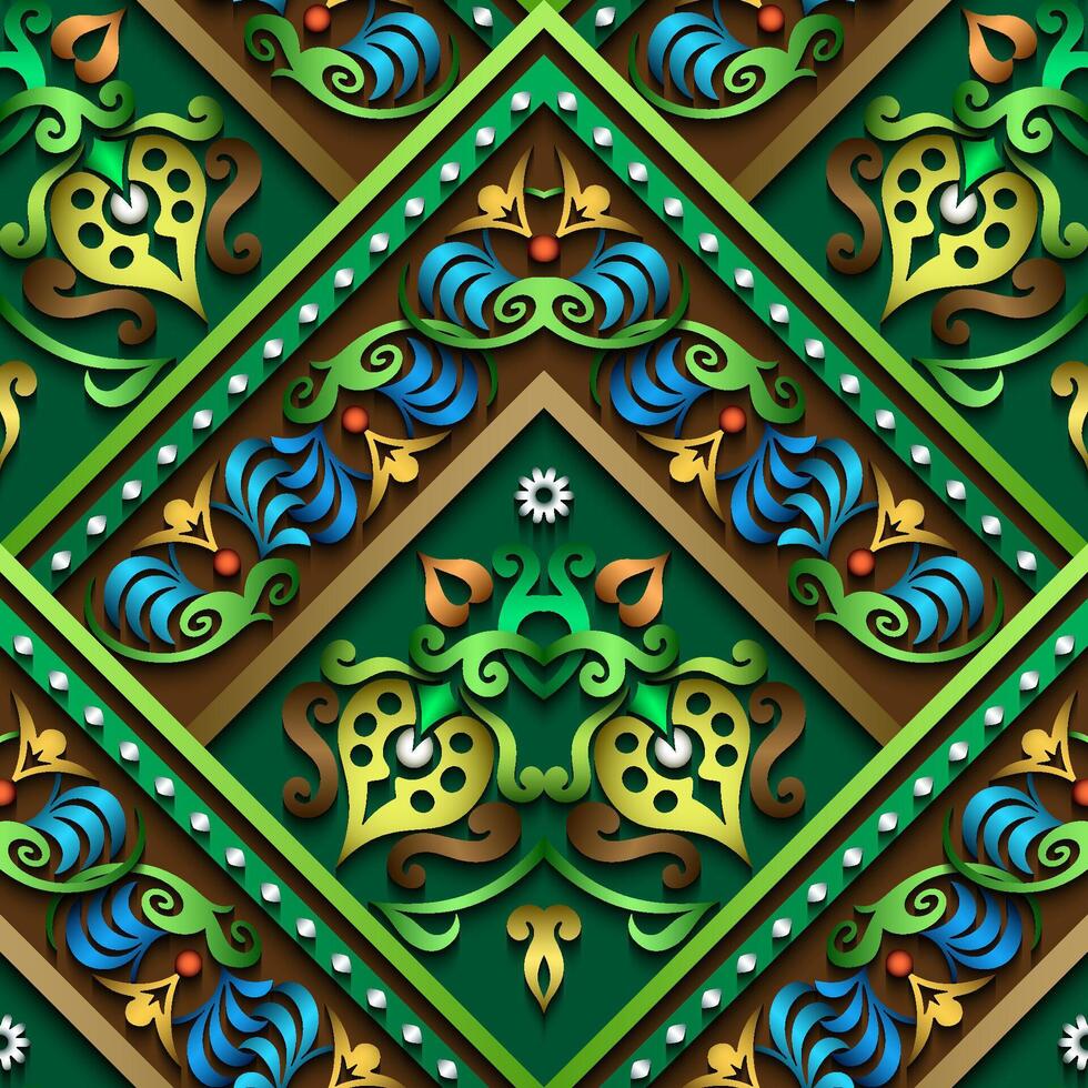 Vector abstract decorative ethnic ornamental seamless pattern