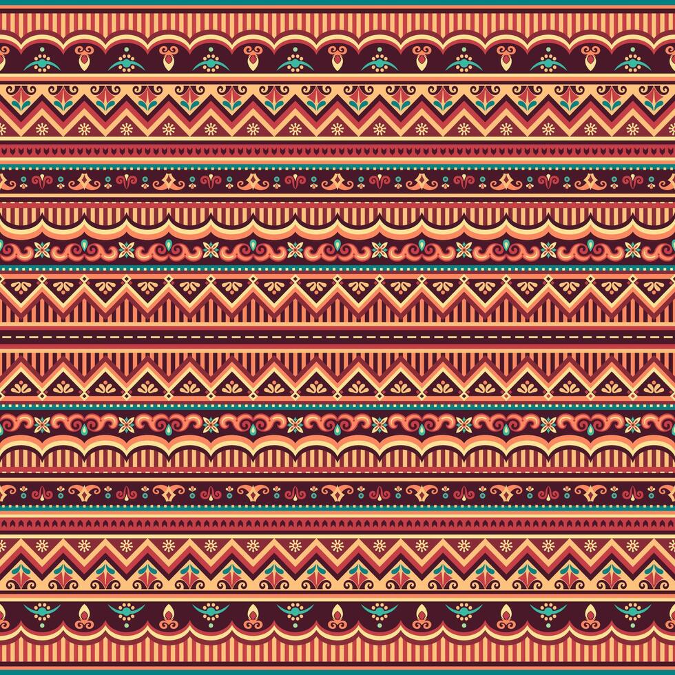 Abstract ethnic stripe seamless pattern, ornamental vector vintage background