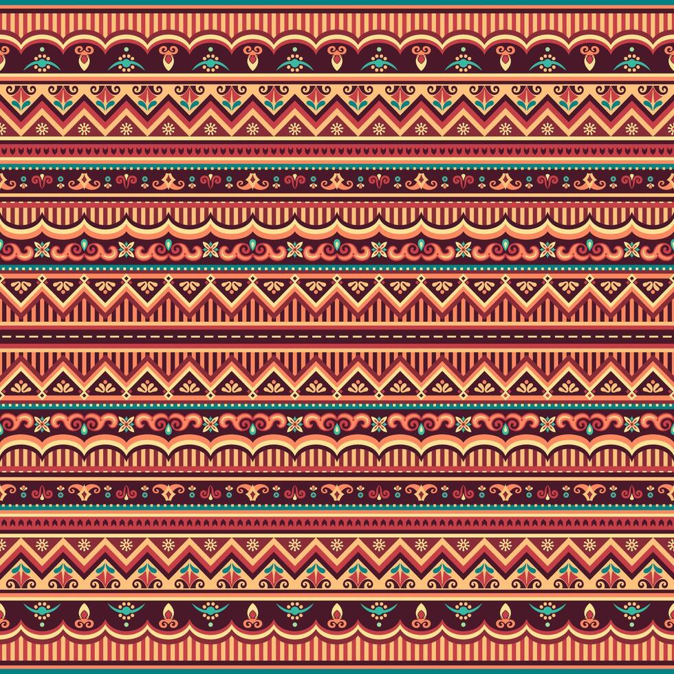 Abstract ethnic stripe seamless pattern, ornamental vector vintage background