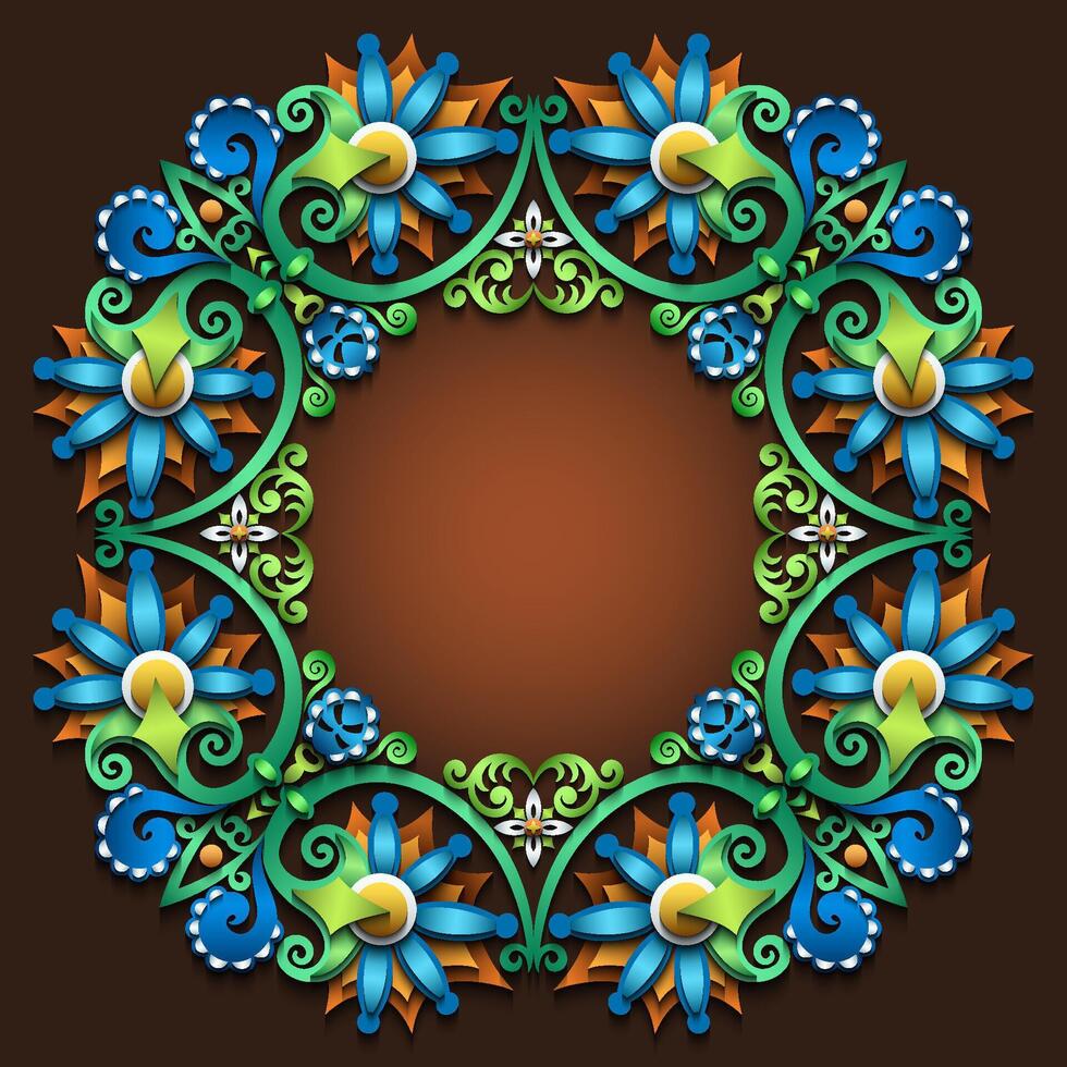 Abstract vector ornamental nature vintage papercut floral lace element.
