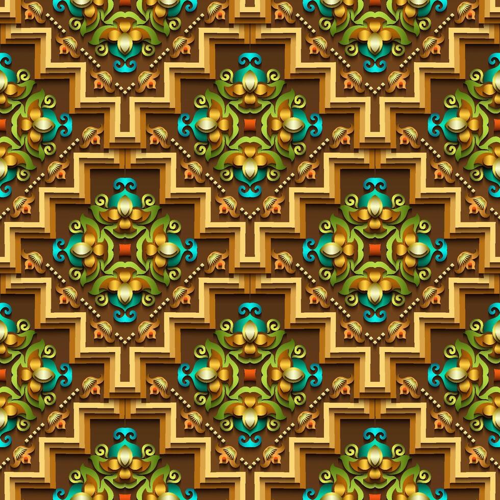 Vector abstract decorative ethnic ornamental seamless pattern