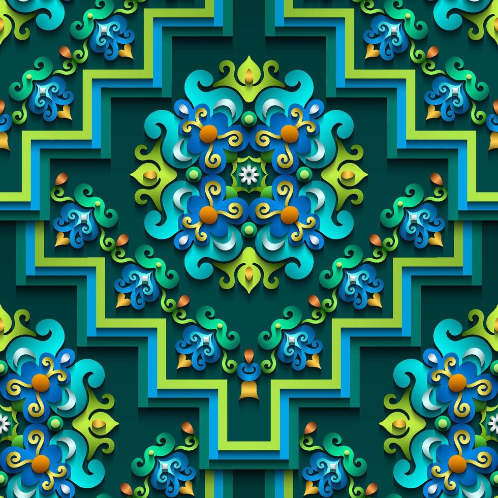 Vector abstract decorative ethnic ornamental seamless pattern